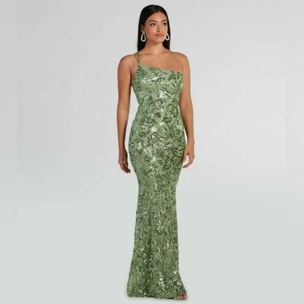 Meredith Formal One-Shoulder Sequin Mermaid aDres… - image 1