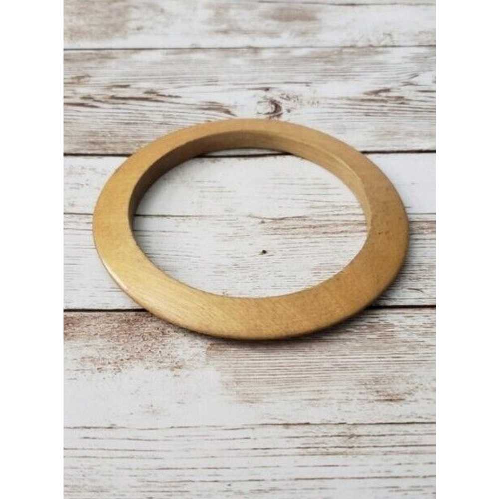 Vintage Bracelet / Bangle Unusual Mustard Tone Wo… - image 2