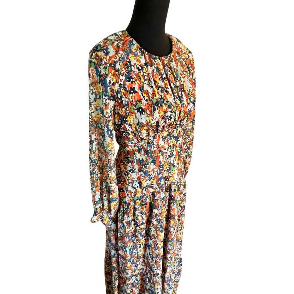 Iris & Ink Multicolor Floral Long Sleeve Midi Pea… - image 2