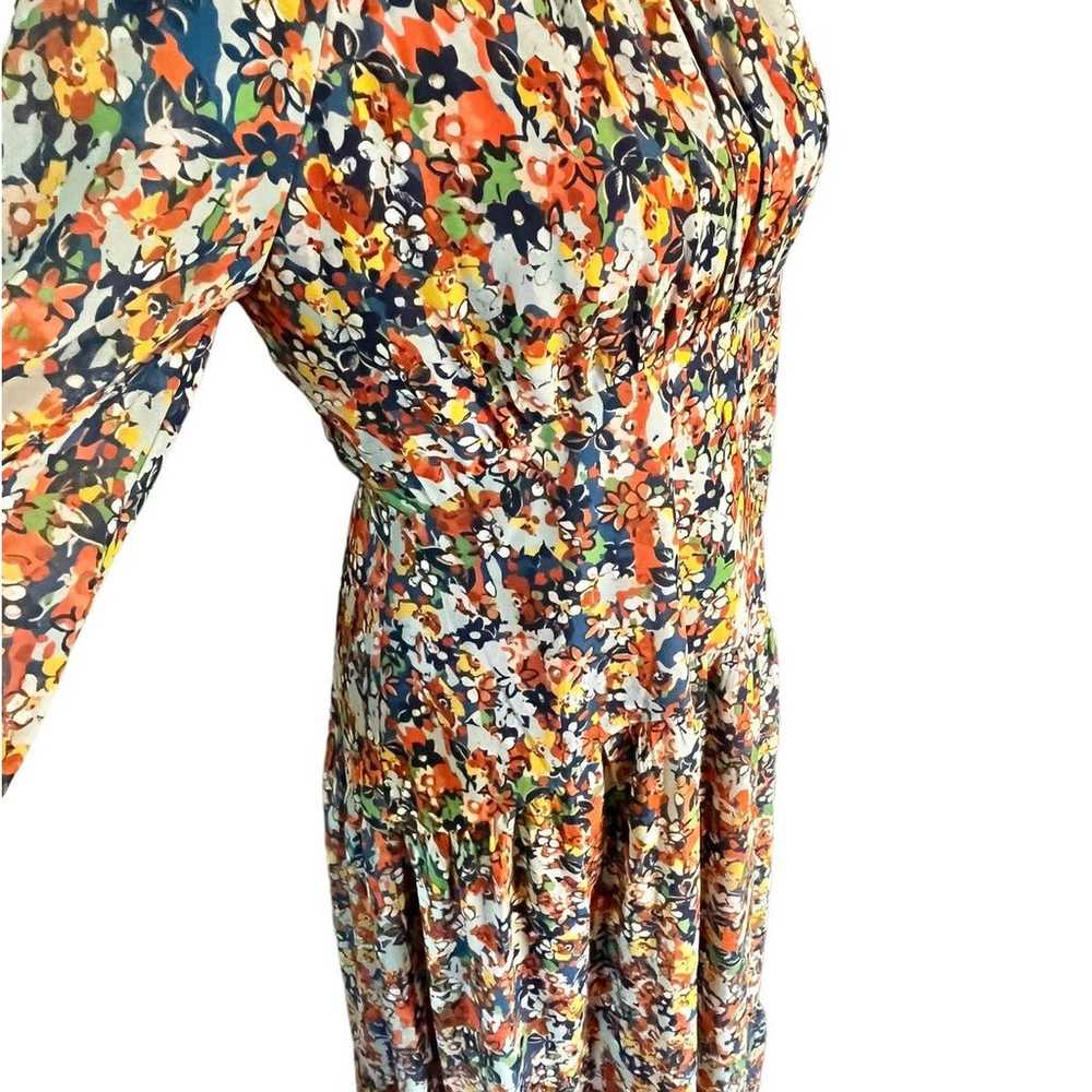 Iris & Ink Multicolor Floral Long Sleeve Midi Pea… - image 3