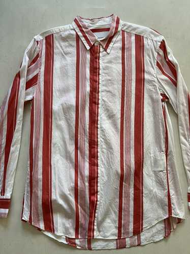 Japanese Brand Red and white candy stripe shirt