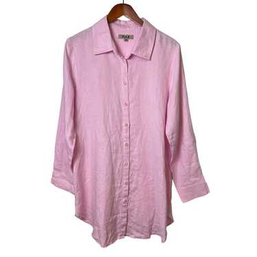 FLAX Women's Pink Long Sleeve Collared Button-Dow… - image 1