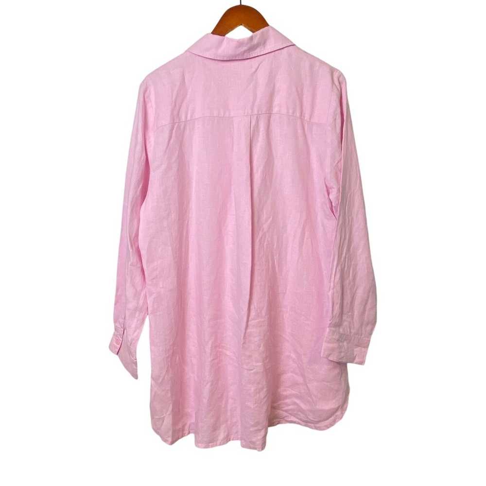 FLAX Women's Pink Long Sleeve Collared Button-Dow… - image 3