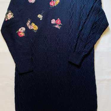 SUPER HAKKA BOUQUET Floral Embroidery Knit Dress