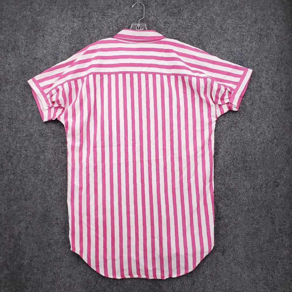 Vintage Womens L Large Pink Striped Button Up Sho… - image 2