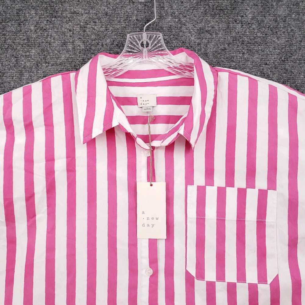 Vintage Womens L Large Pink Striped Button Up Sho… - image 3