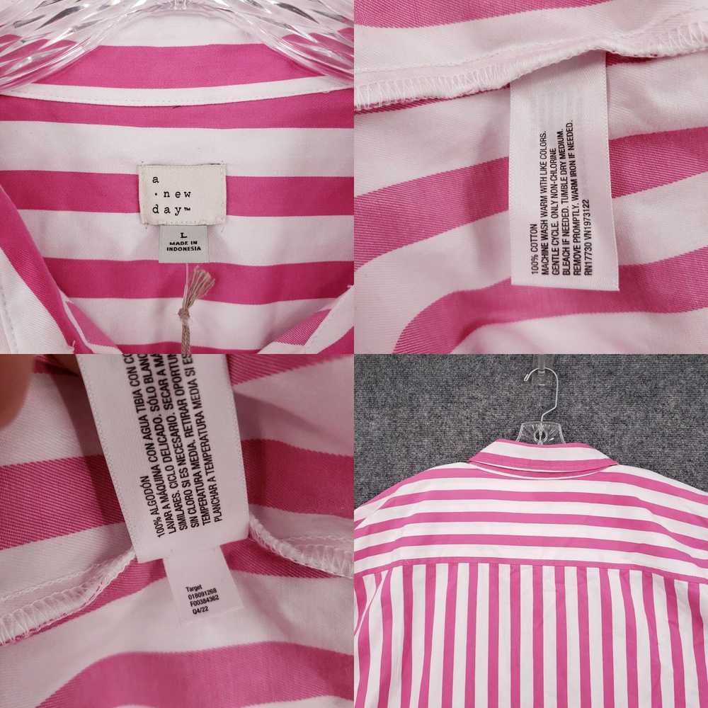 Vintage Womens L Large Pink Striped Button Up Sho… - image 8