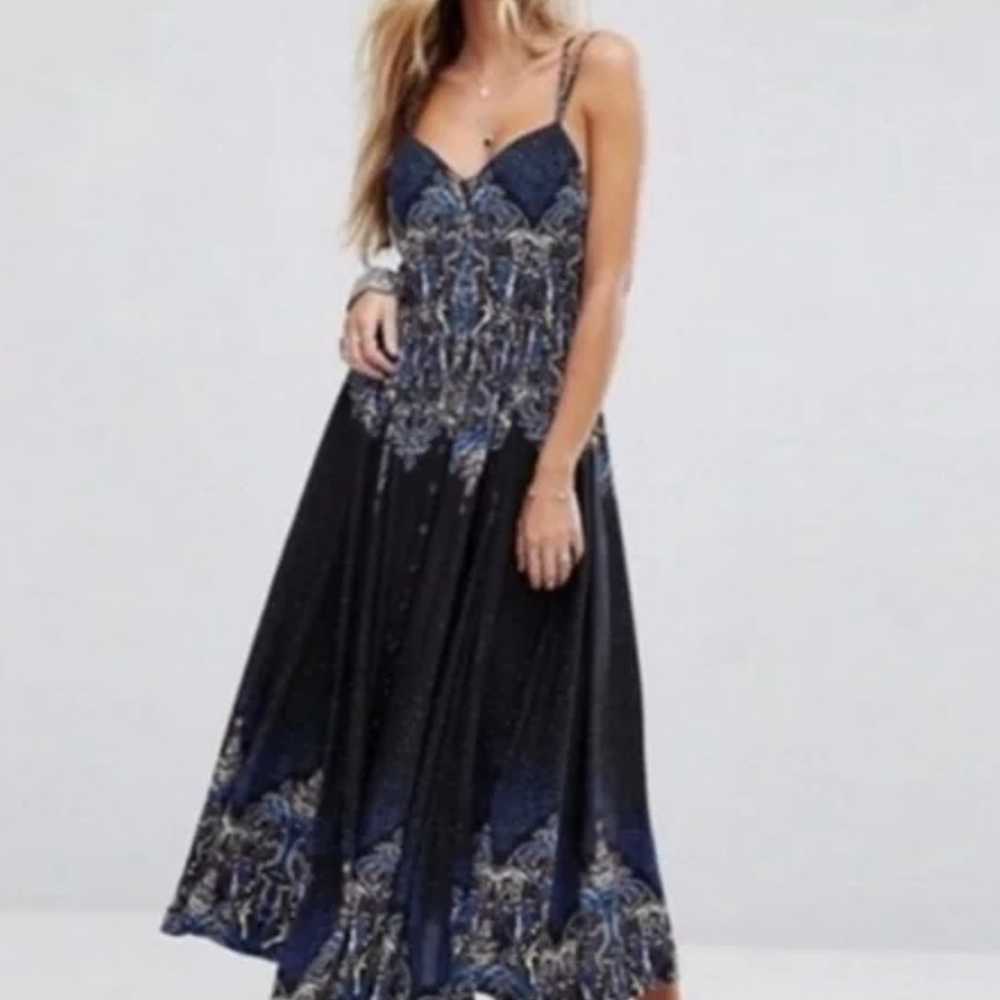 Free People Be My Baby Printed button front Maxi … - image 1