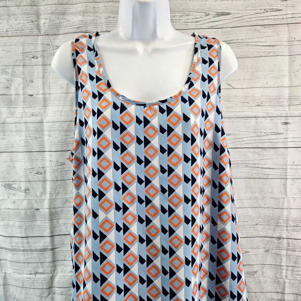 Vintage Women's Blue Orange Geometric Pattern Sle… - image 2