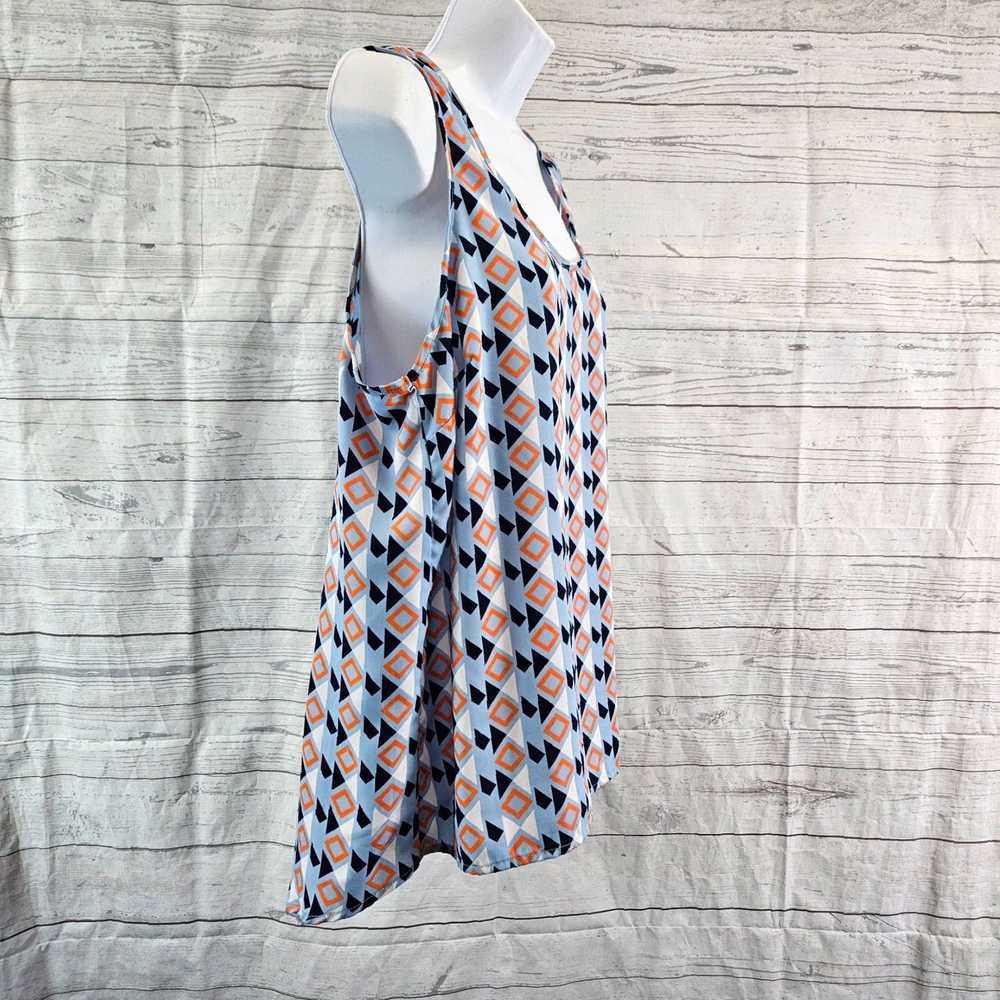 Vintage Women's Blue Orange Geometric Pattern Sle… - image 3