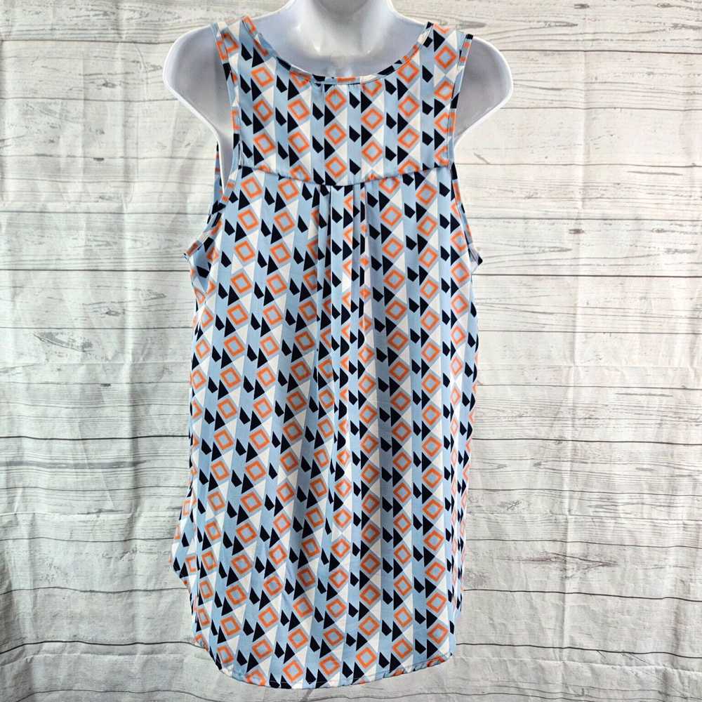 Vintage Women's Blue Orange Geometric Pattern Sle… - image 4