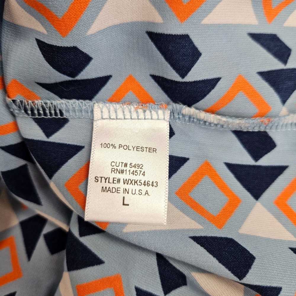 Vintage Women's Blue Orange Geometric Pattern Sle… - image 5