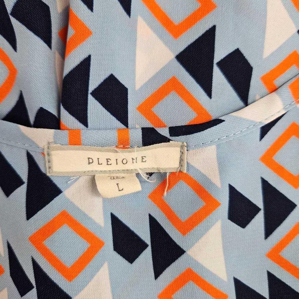 Vintage Women's Blue Orange Geometric Pattern Sle… - image 6