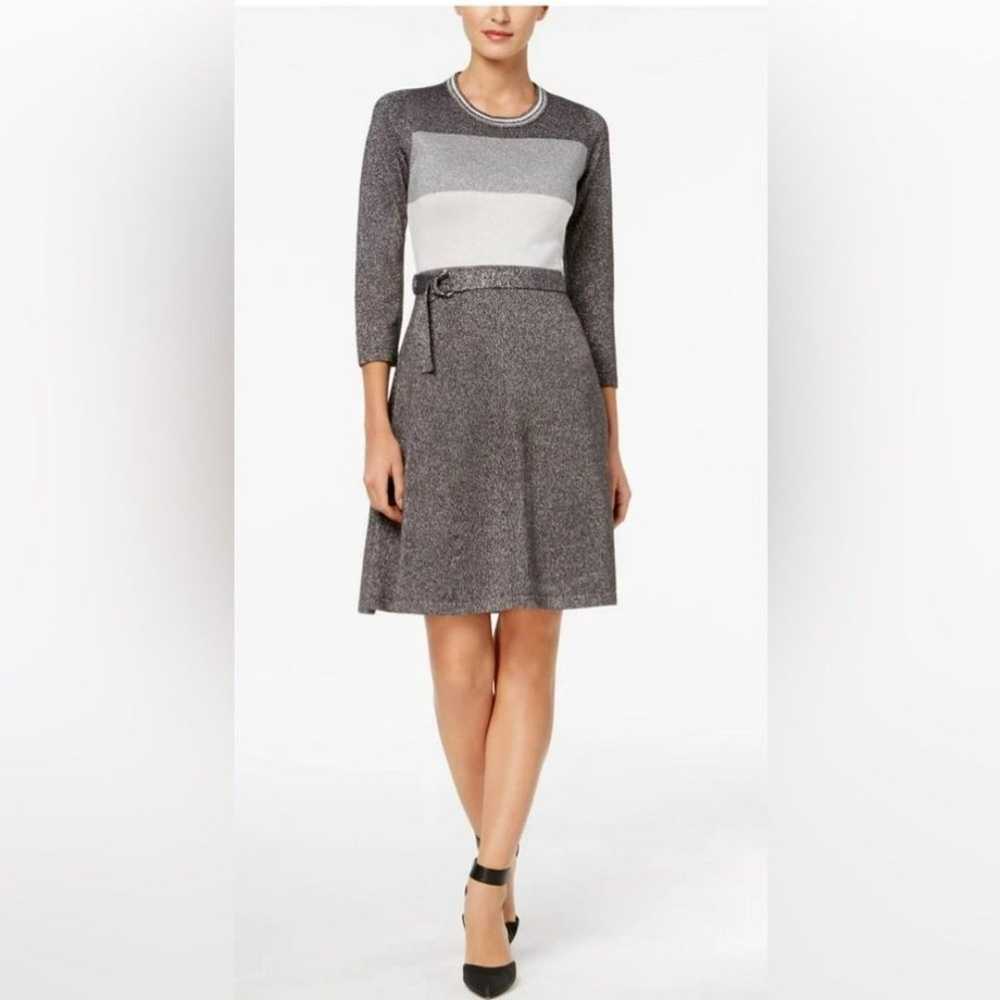 Calvin Klein Women's Long Sleeve Silver Metallic … - image 1