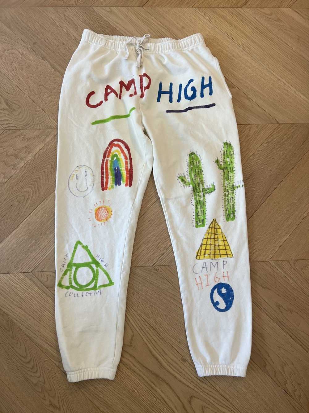 Camp High Camp High cream sweatpants - hand drawi… - image 1