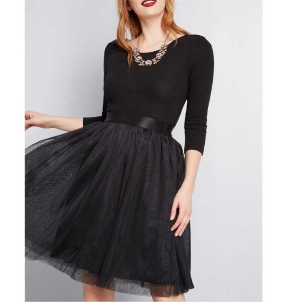 ModCloth Black Ballet Style Tulle Skirted Dress S… - image 2