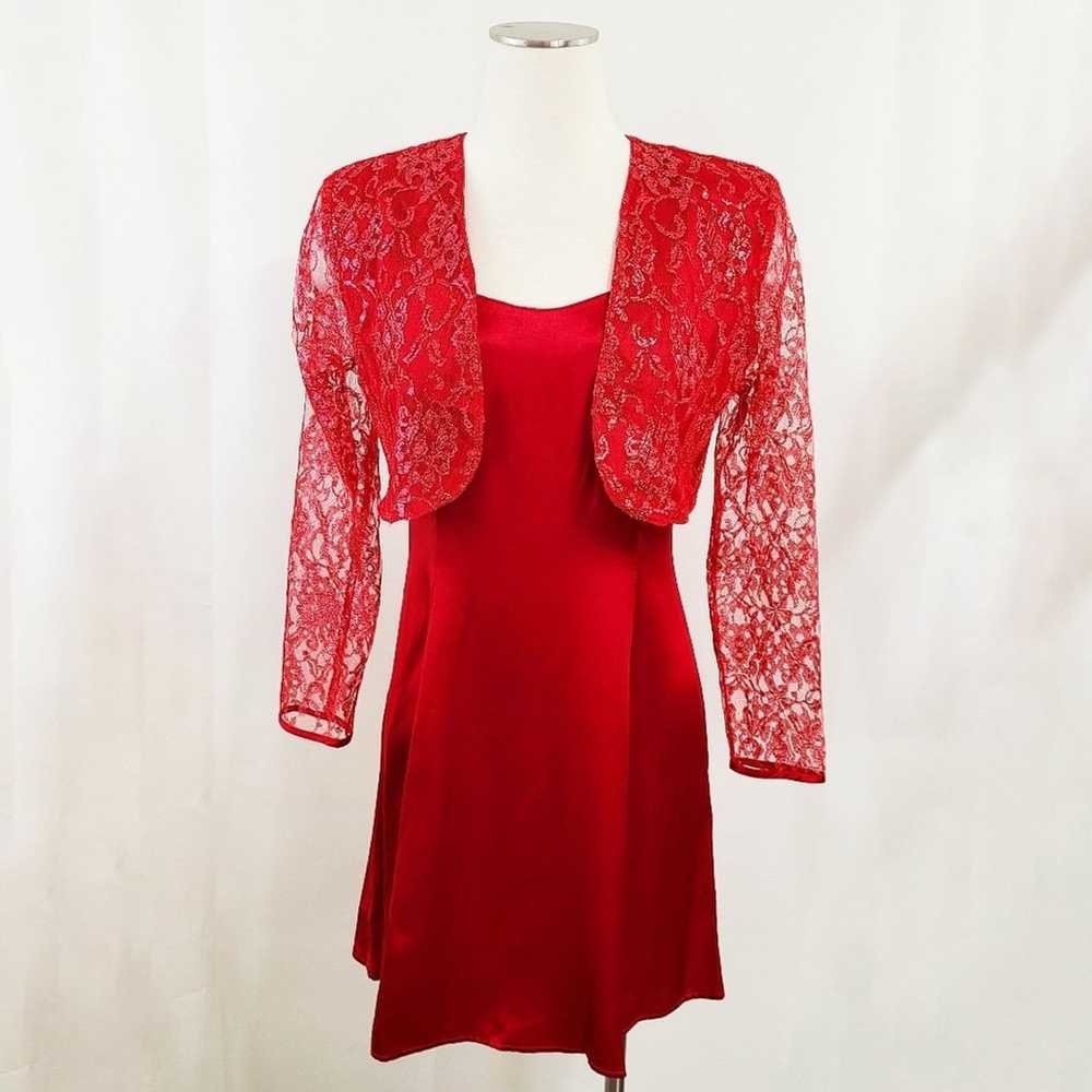 Vintage Frederick's of Hollywood slip dress red l… - image 2