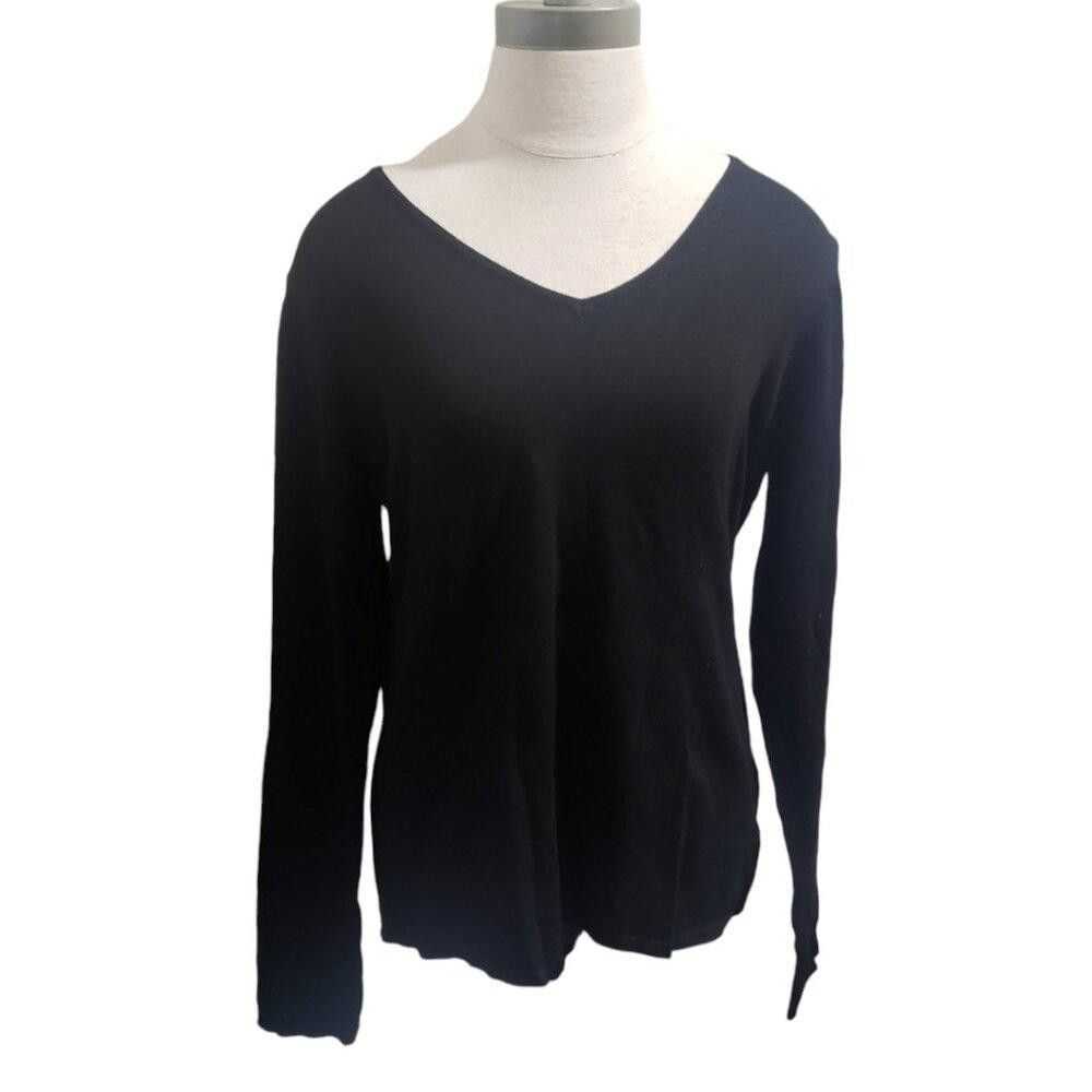 Designer CT1972 T Tahari Black Lightweight V-neck… - image 1