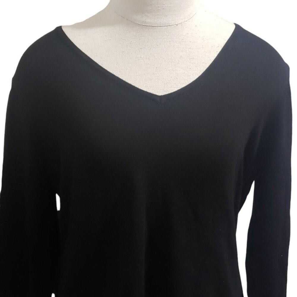 Designer CT1972 T Tahari Black Lightweight V-neck… - image 2