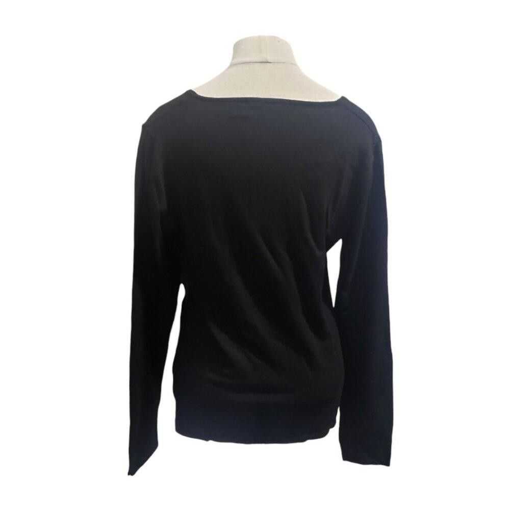 Designer CT1972 T Tahari Black Lightweight V-neck… - image 4