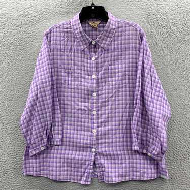 Vintage Luxurious Purple Plaid Long Sleeve Button… - image 1