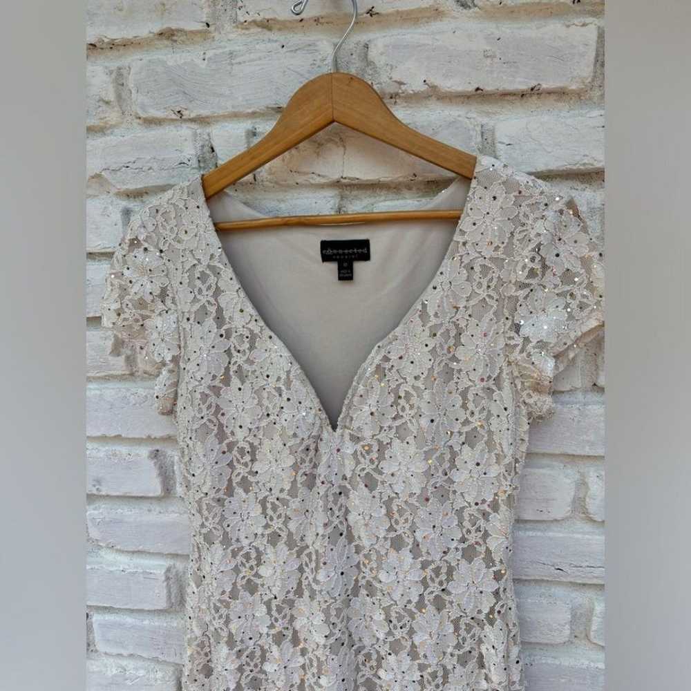 Connected Apparel Size 10 Formal Cream Sequin Dre… - image 1