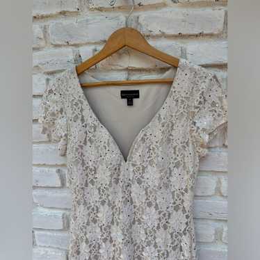 Connected Apparel Size 10 Formal Cream Sequin Dre… - image 1