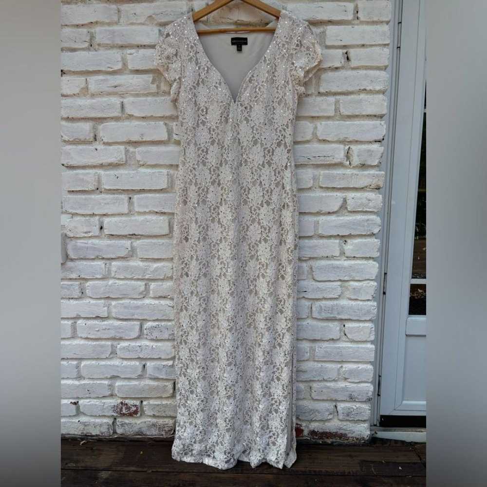 Connected Apparel Size 10 Formal Cream Sequin Dre… - image 2