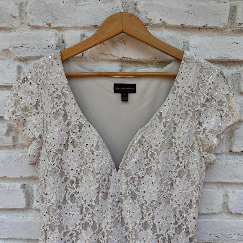 Connected Apparel Size 10 Formal Cream Sequin Dre… - image 5