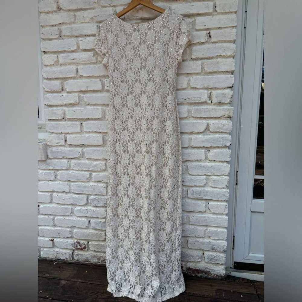 Connected Apparel Size 10 Formal Cream Sequin Dre… - image 6