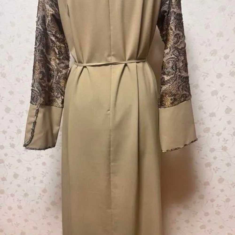 Beige long-sleeve long dress for a wedding. - image 4