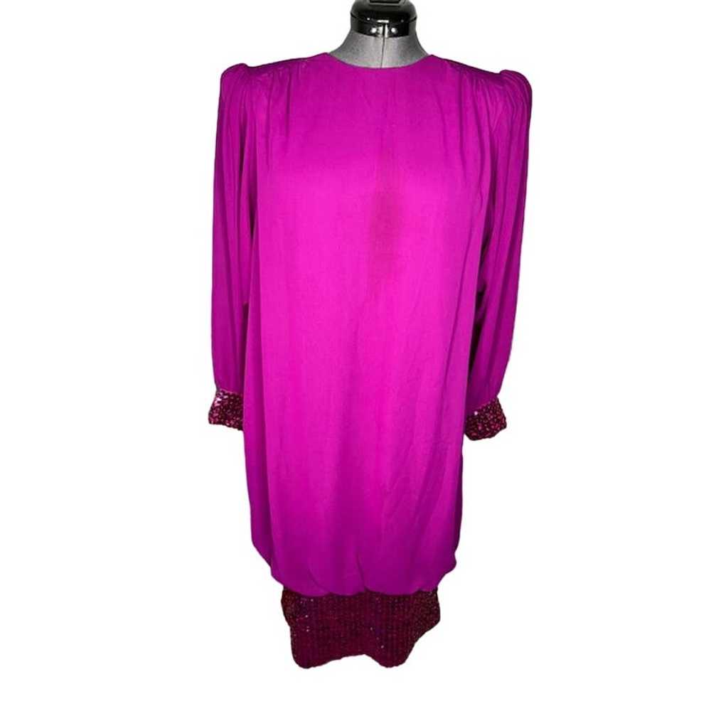 drop waist sequin dress fuchsia pink - image 1