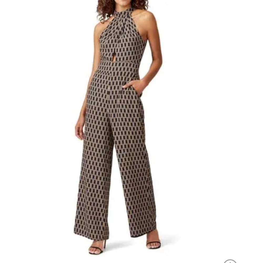 Louna Geometric Print Jumpsuit Tan and Black Small - image 1