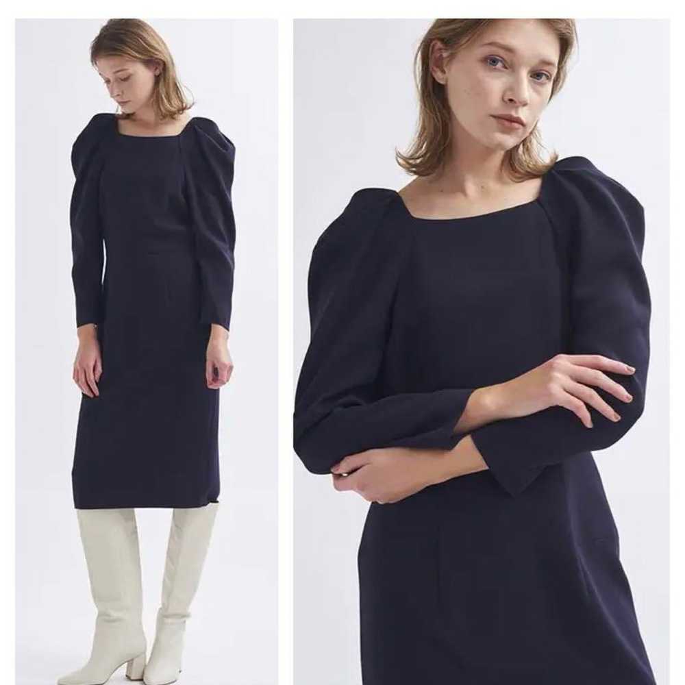 Lanvin en Bleu Tuck Shoulder Long Sleeve Dress Na… - image 1