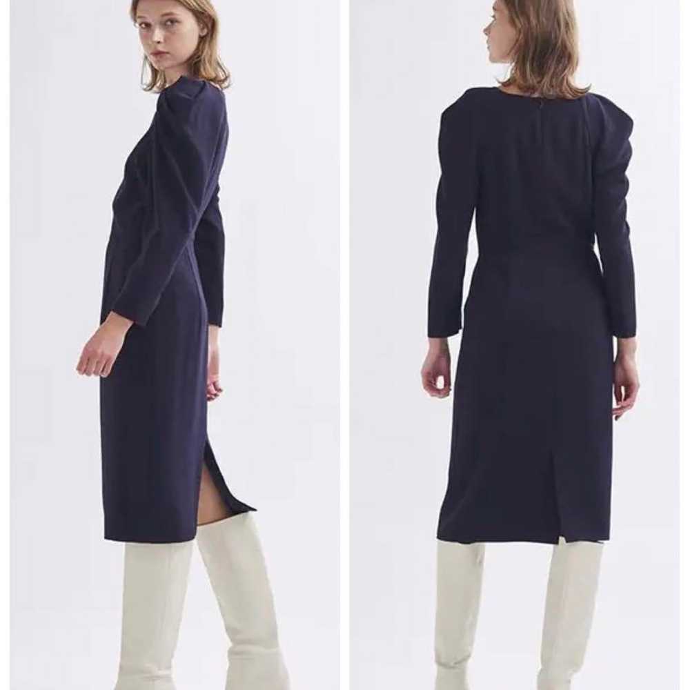 Lanvin en Bleu Tuck Shoulder Long Sleeve Dress Na… - image 2