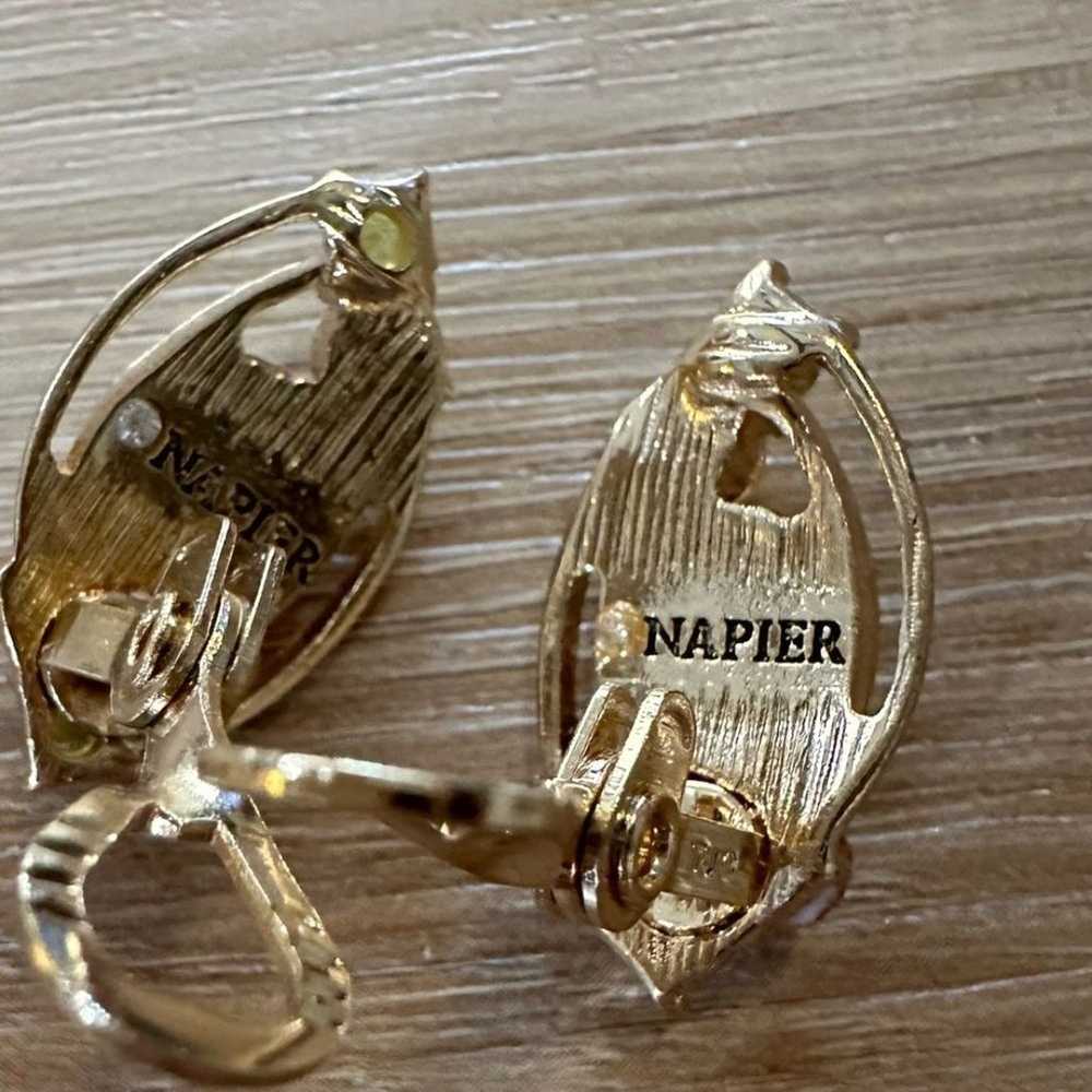 Vintage Napier Signed ClipOn Earrings - image 4