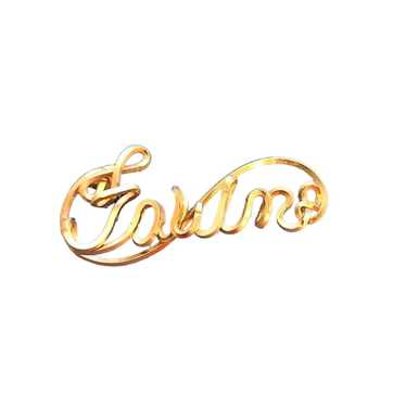 Vintage Name Brooch Pin Fawn Handmade Script Gold… - image 1