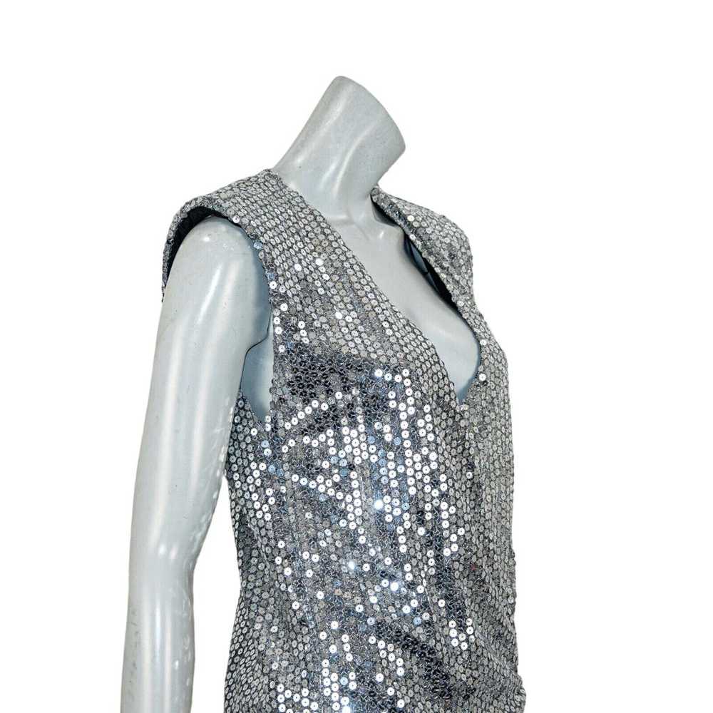 ZARA Women's Silver Sequin Draped Dress size Smal… - image 10