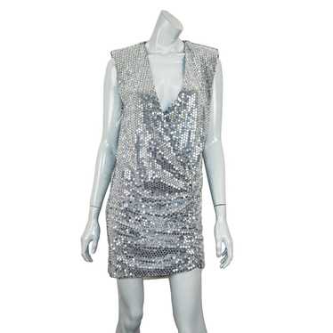 ZARA Women's Silver Sequin Draped Dress size Smal… - image 1