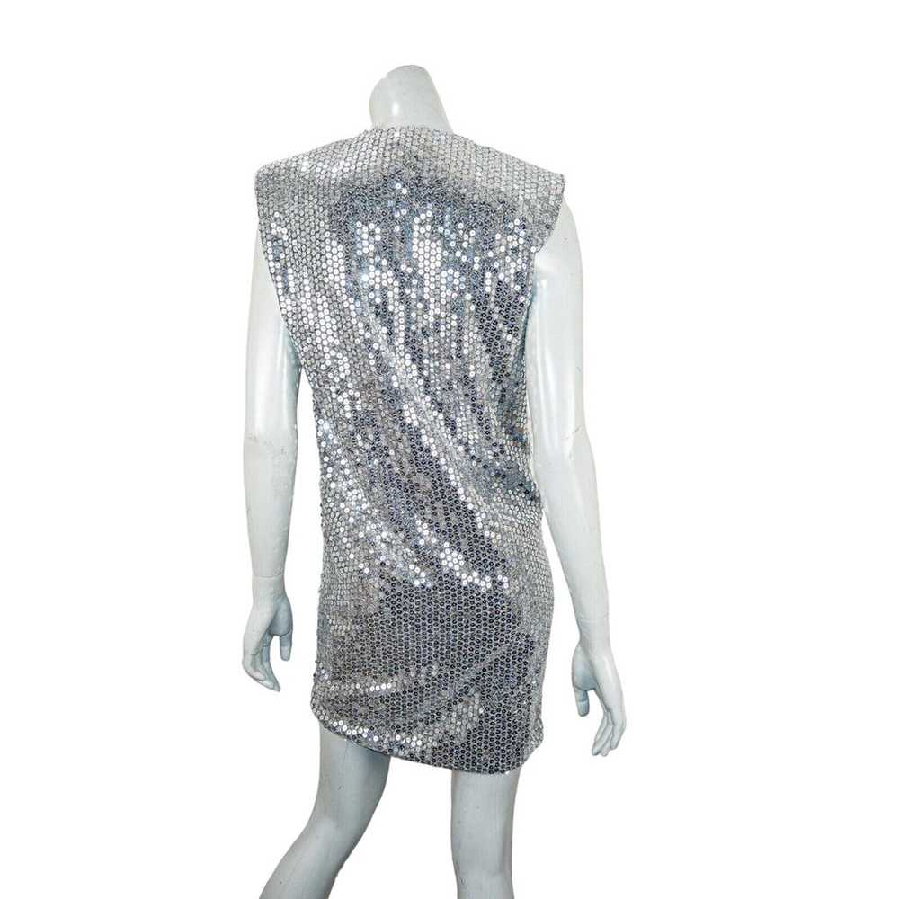 ZARA Women's Silver Sequin Draped Dress size Smal… - image 4