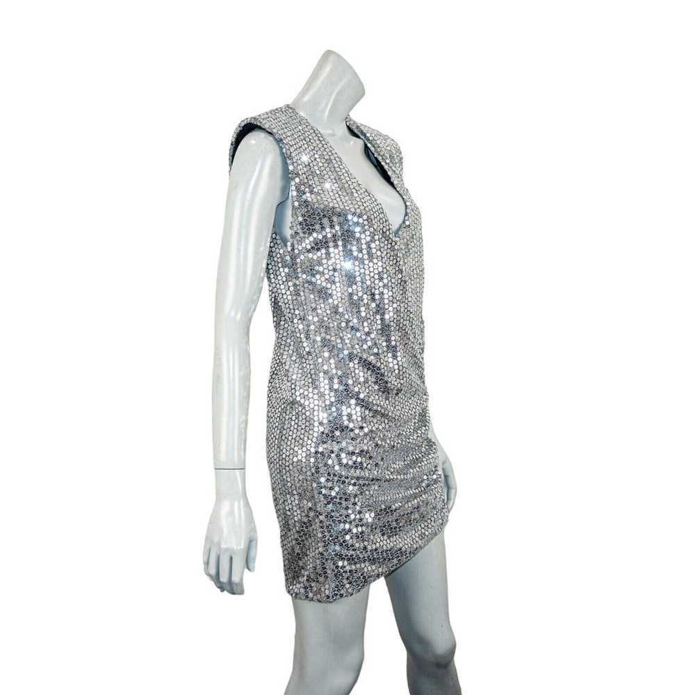 ZARA Women's Silver Sequin Draped Dress size Smal… - image 5