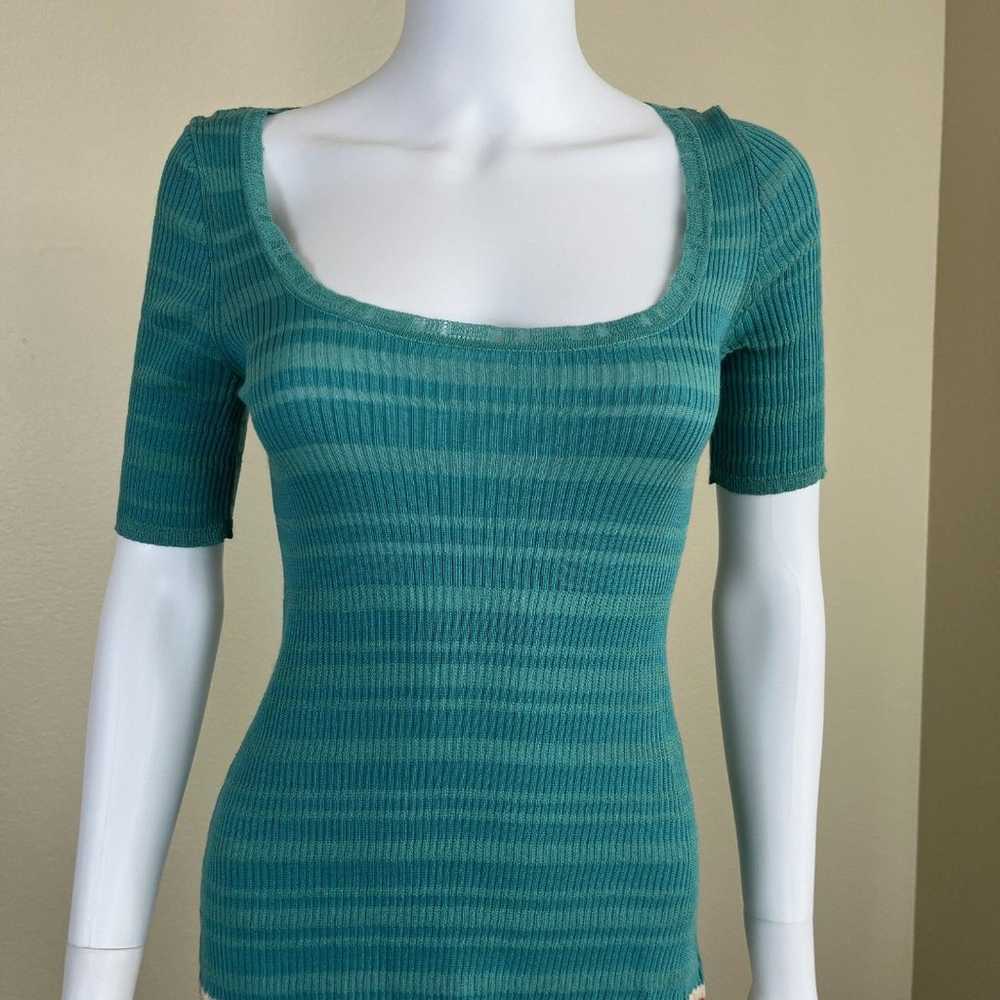 M Missoni Women's Size 6 Turquoise Knit Stripe Zi… - image 3