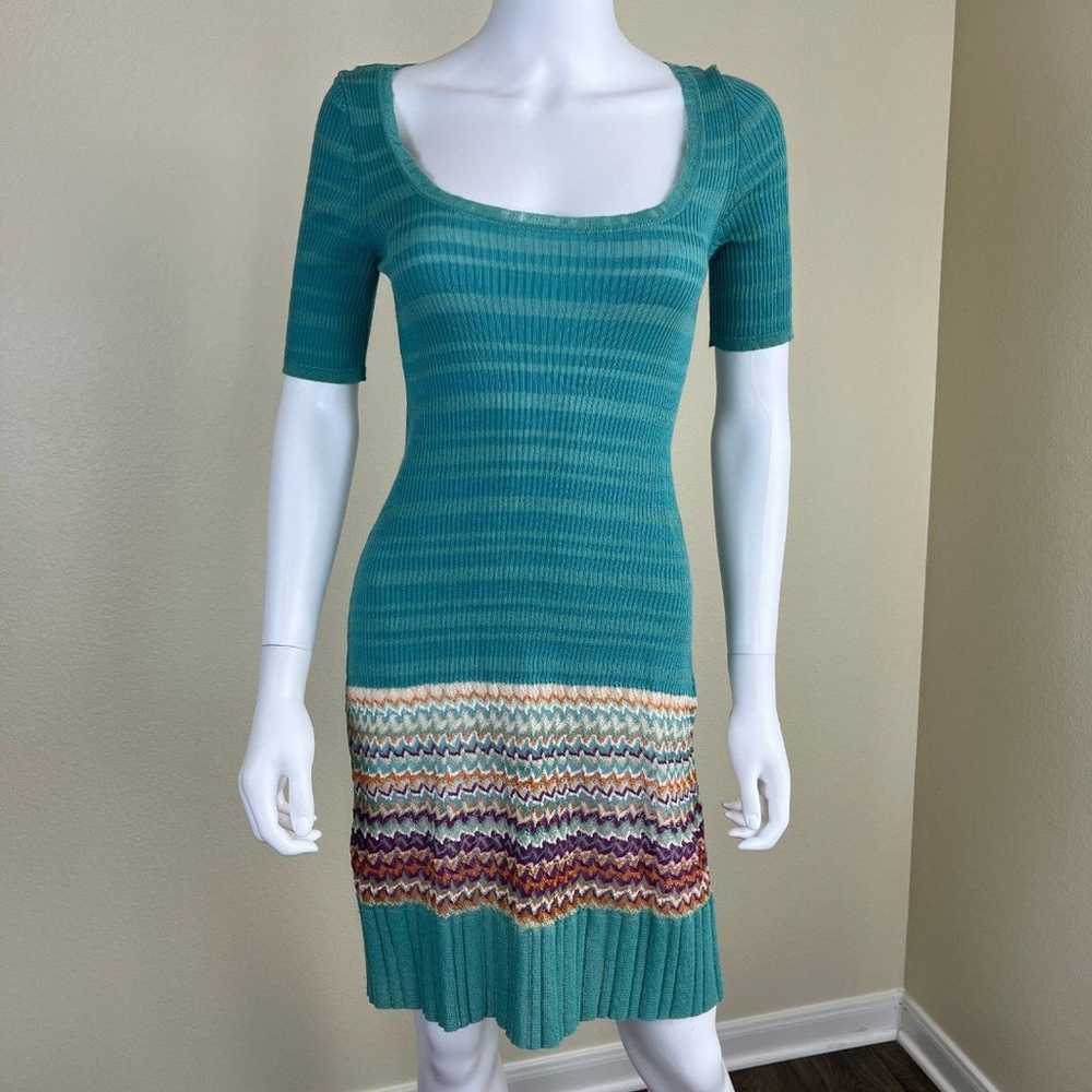 M Missoni Women's Size 6 Turquoise Knit Stripe Zi… - image 8