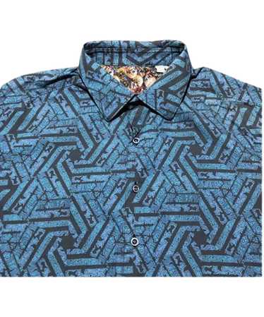 Robert Graham Blue Black Geometric  Size 2XL