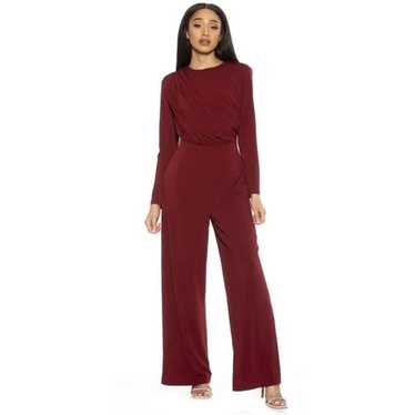 Alexia Admor Draped Wide-Leg Jumpsuit - Red M