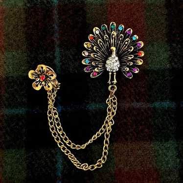 European Vintage Peacock Brooch Rare - image 1