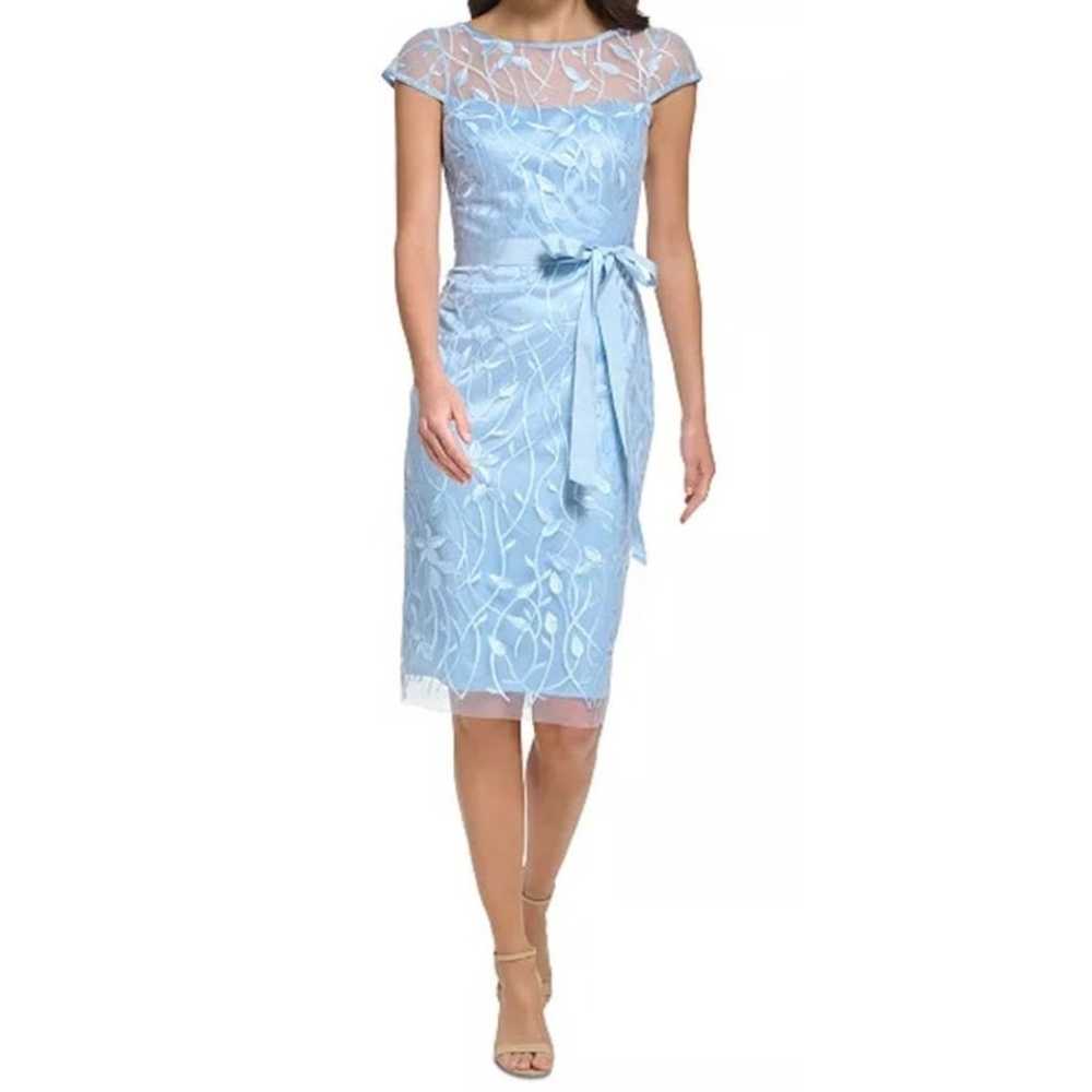 Eliza J Dress Embroidered Illusion sheath blue si… - image 7