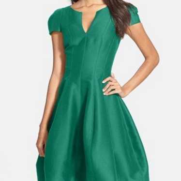 halston heritage cotton & silk fit & flare dress … - image 1