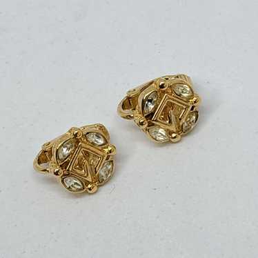 Vintage Yellow Gold Givenchy Couture Earrings good GG Double Gs 18k gold plated Logo Paris France 1980s