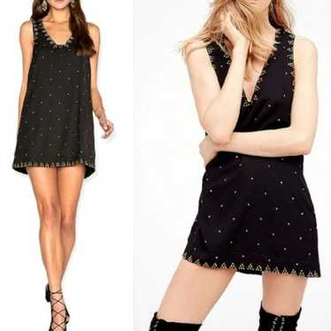 Free People Soho Gold Studded Mini Black Dress